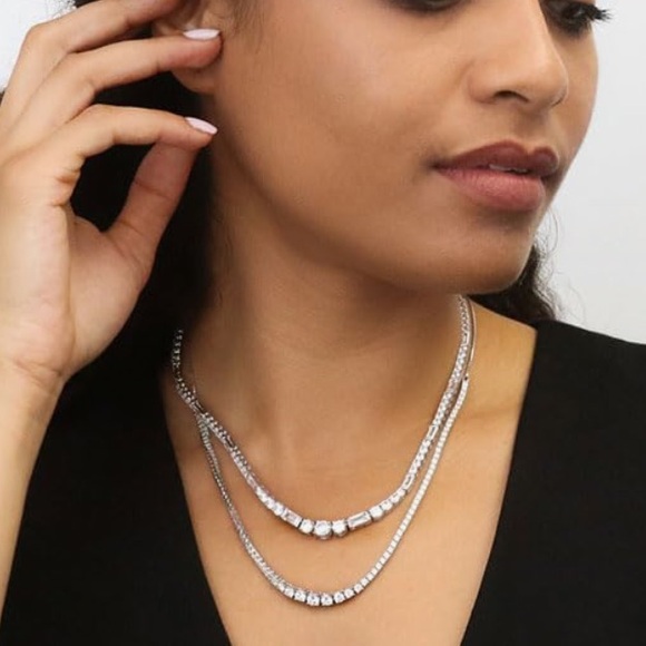 Sterling silver cz statement necklace 16” - Picture 5 of 7